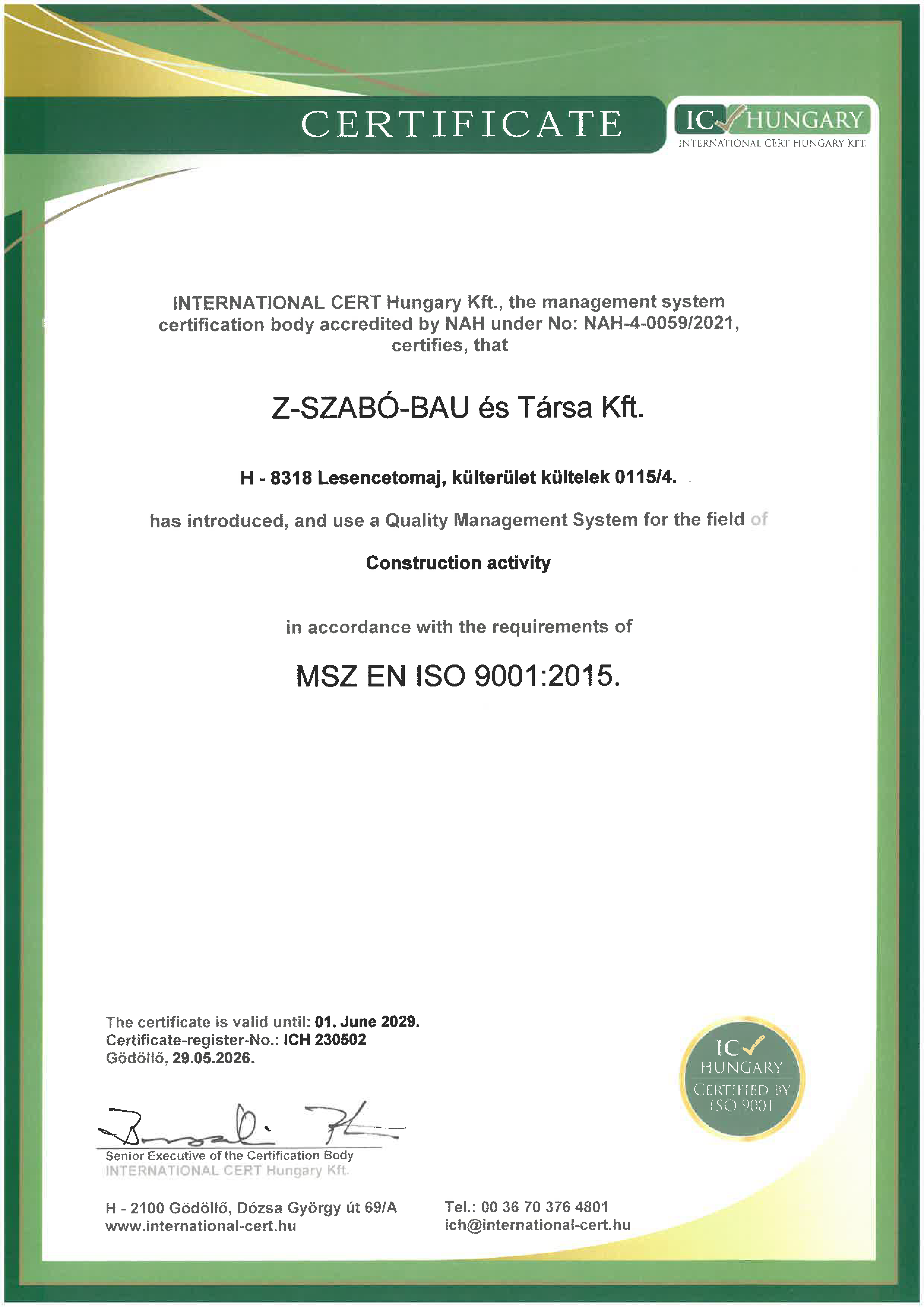 Certificate